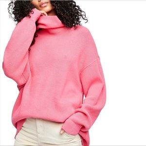Free People Cotton Candy Structured Knit Tunic Turtleneck